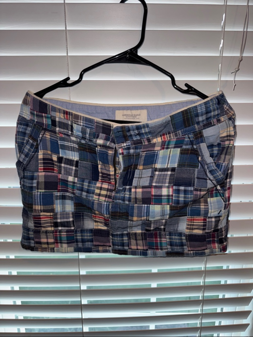 American eagle 🦅 outfitters Patchwork Plaid Mini Skirt - Blue Multicolor